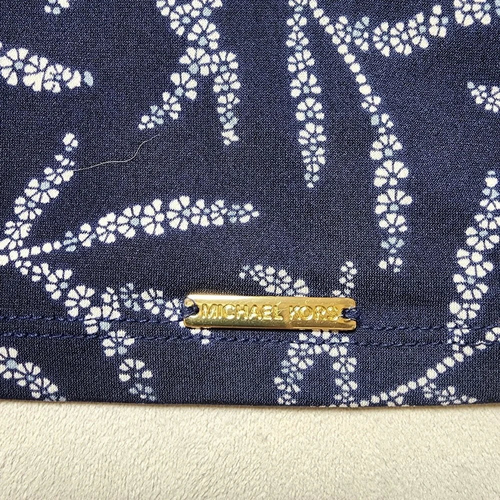 NWT Michael Kors Women's Floral Print Sleeveless Tank Top‎ True Navy Size Small